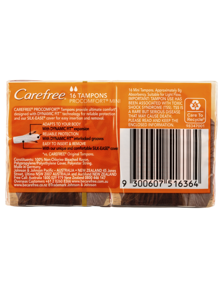 Carefree Tampons Pro Mini 16 Pack x 1 Carefree Tampons Pro Mini 16 Pack x 1