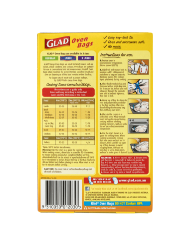 Glad Bolsas de horno grandes 0 paquete x 1