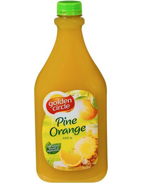 Golden Circle Piña y jugo de fruta naranja 2ltr x 1