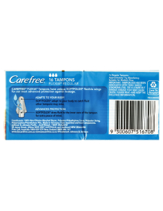 Carefree Flexia Tampons Reg 16 Pack x 1 2