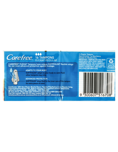 Carefree Flexia Tampons Reg 16 Pack X 1