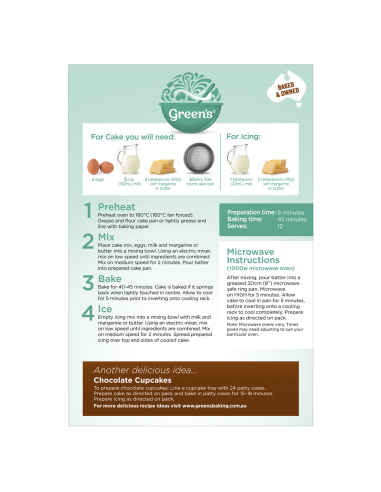 Greens Chocolate Cake 440g x 1