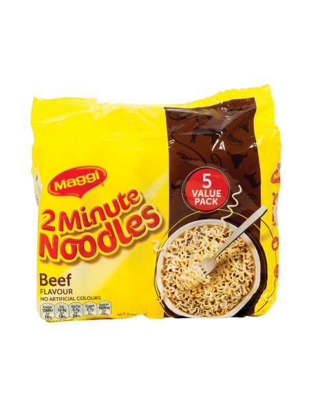 Maggi Fideos de 2 min de carne de res por 5 Min Pack x 1