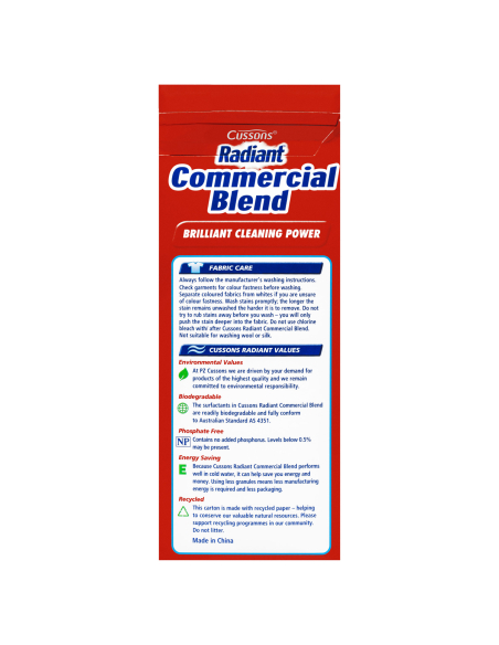 Radiant Polvo de concentrado de lavandería comercial 12kg x 1