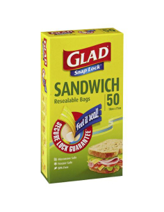 Glad Snap Schloss-Taschen Sandwich Größe 50 Pack X 1