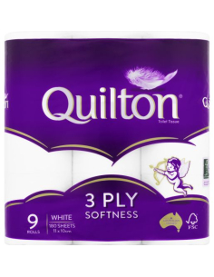 Quilton Klassiek wit 3ply Toilet Tissue 9 Pack X 1