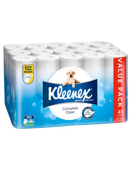 Kleenex Tissu de salle de bain blanche régulier 45 pack x 1