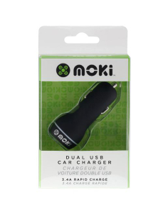 Moki Chargeur de voiture double USB noir x 1
