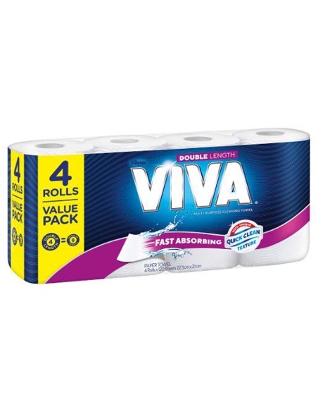 Viva Toalla de papel doble longitud 4 Pack x 1