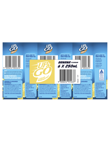 Sanitarium Banana Up e Go Liquid Breakfast 6 Pack 250ml x 1