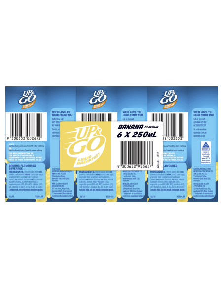 Sanitarium Banana Up y Go Liquid Desayuno 6 Pack 250ml x 1