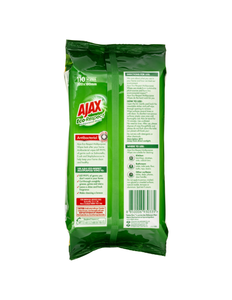 Ajax Lemon Eco Antibacterial Wipes 110 Pack x 4 Ajax Lemon Eco Antibacterial Wipes 110 Pack x 4