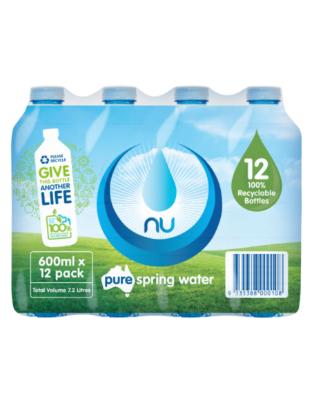 Nu Pure Agua de primavera 12 Pack 600ml x 1