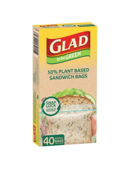 Glad Bio-basierte Sandwich Snap Locksäcke 40 Pack x 6