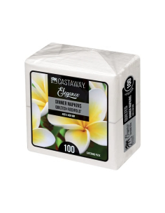 Cast Away Elegance Dîner Serviette Revêtement Pack Refold Blanc 100 Pack x 10