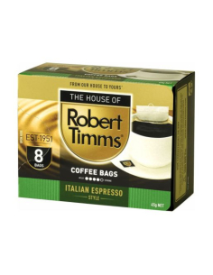 Robert Timms Italian Espresso Coffee Bags 8 Pack 45g x 1