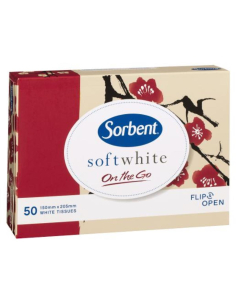 Sorbent Auf dem Gehen White Travel-Gesichtsgewebe 50a x 24