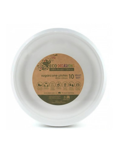 Alpen Sugarcane Dinner Plate White 23cm 10 Pack x 1
