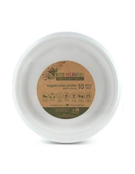 Alpen Piatto da pranzo da zucchero bianco 23cm 10 pack x 1