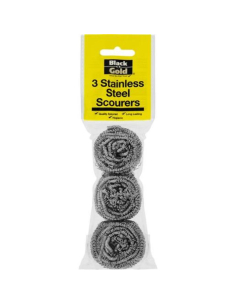 Black & Gold Scoures de acero inoxidable 3 Pack x 12