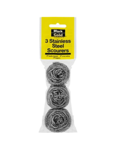 Black & Gold Stainless Steel Scourers 3 Pack x 12