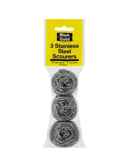Black & Gold Stainless Steel Scourers 3 Pack x 12