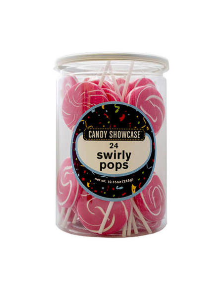 Candy Showcase Swirly Lollipop Pink & White 12g x 24