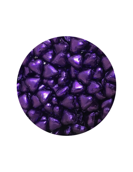 Lolliland Czekoladowe serca fioletowy folia 120 sztuk 1kg x 1