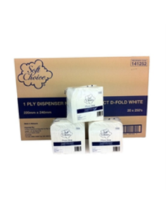 Soft Choice Napkins 1 Ply Dispenser White Compact D Fold 250 Pack x 1
