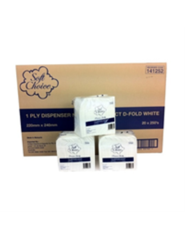 Soft Choice Napkins 1 Ply Dispenser White Compact D Fold 250 Pack x 1