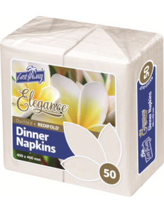 Castaway Servietten Abendessen Eleganz Weißer Redifold 50 Pack X 1