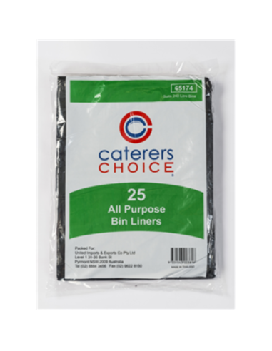 Cater Clean Bags Garbage 240lt Black All Purpose 25 Pack x 1