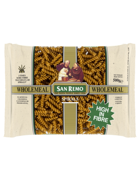 San Remo Spirali di pasta Wholemeal N. 131 500 gr x 1