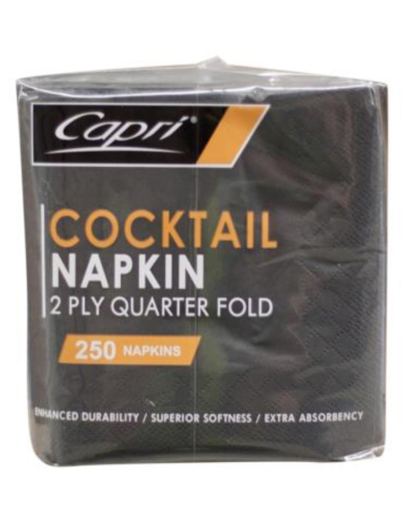 Capri NAPKINS 2 PLY Cocktail Black 250 Pack X 8