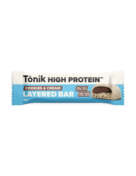Tonik Hoge eiwit gelaagde bar Cookie & Cream 60G x 12