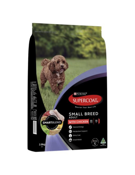 Purina Supercoat Volwassen Klein Ras Kip Pet Food 2.8kg x 1