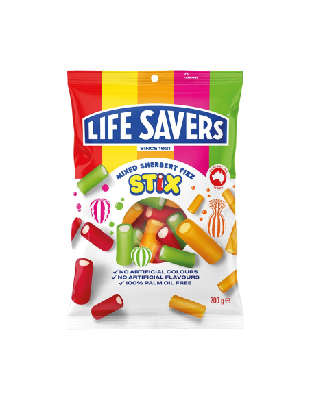 LifeSawers stix mix ed sherbert fizz 200g x 12