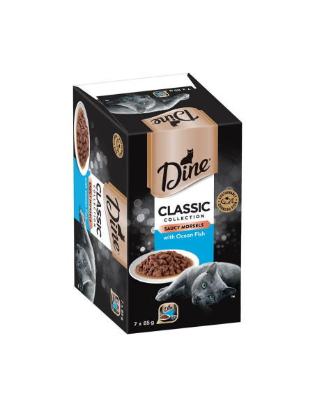 Dine Morsels classici saucy con ocean pesca 7 pack 85g x 1