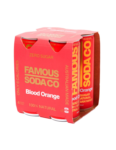 Famous Soda Blood Orange Can 250ml 4 Pack x 6