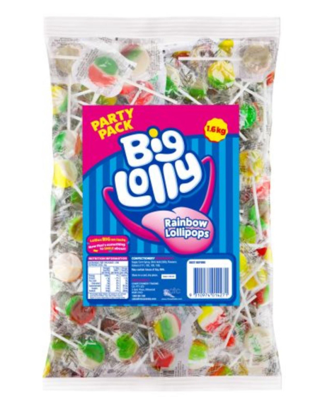 Big Lolly Rainbow Lollipops 200 Pack X 1