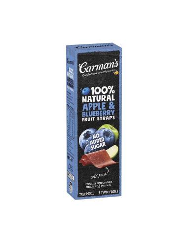 Carman's Fruit Straps Apple & Bluberry 70g 5 Twin Pack x 36