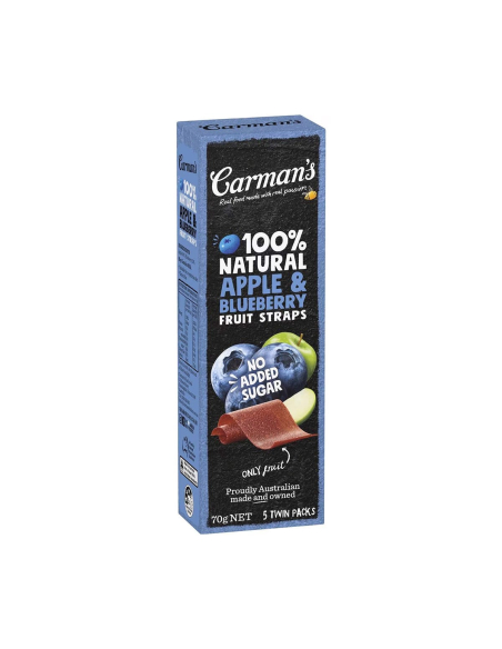 Paski owocowe Carmana Jabłko i Bluberry 70g 5 Twin Pack x 36