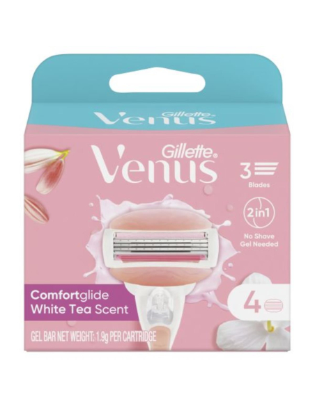 Gillette Venus ComfortGlide Cartucho de té blanco 4 Pack x 1