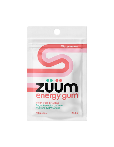 Zuum Energy GUM WATERMELON CAFFINE GUARANA & B VITAMINS PACK X 16