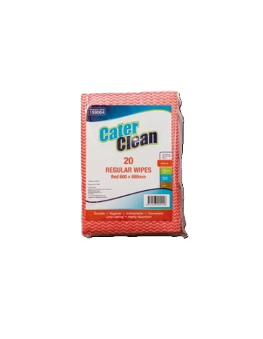 Cater Clean Wipes Pieces Red 60 by 60cm Regular Pack x 20