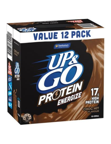 Sanitarium Up & Go Protein Energize Chocolate Fridge Pack 250ml x 12