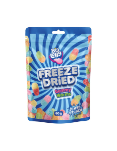 Big Lolly Gefriergetrocknete gummiartige Würmer 60g x 10