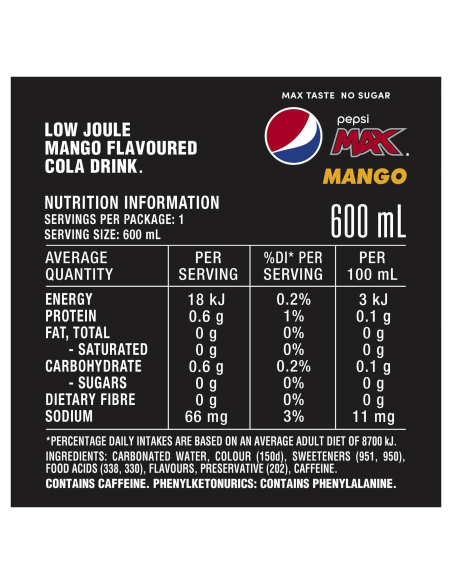 Pepsi Max Mango 600ml x 24 Pepsi Max Mango 600ml x 24