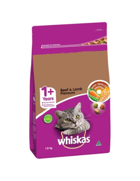 Whiskas 牛肉＆ラム大人のキャットフード1.8kg×1