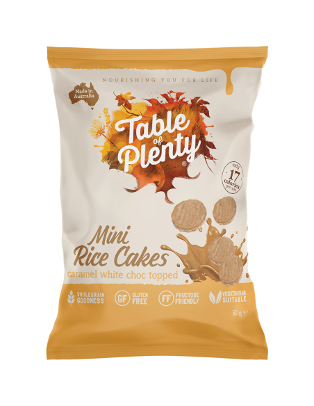 Table Of Plenty Mini-Reis-Kuchen-Karamell weißes Choc 60g x 6